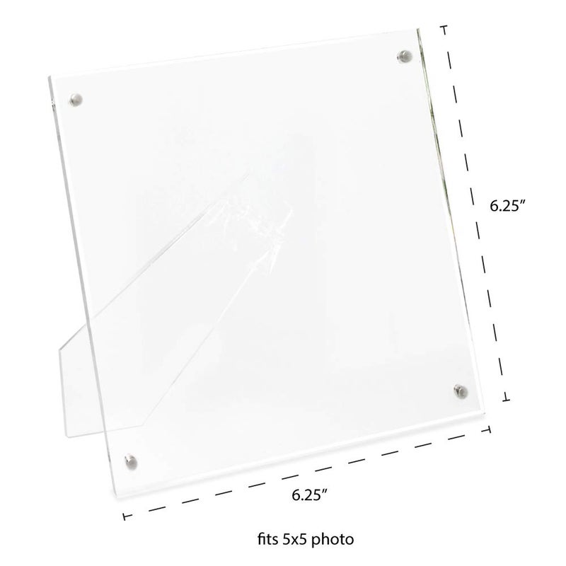 Isaac Jacobs 5â€ x 5â€ Clear Plain Acrylic Picture Frame, Magnetic Photo Frame, Made for Tabletop Display with Two-Way Easel - Image 3